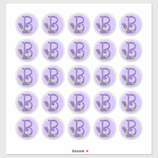 Selt Style Lavender Monogrammen Sticker (Vel)