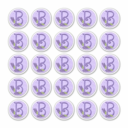 Selt Style Lavender Monogrammen Sticker (Voorkant)