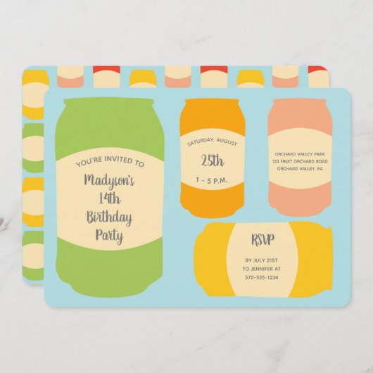 Seltzer Soda Cans Zomer Verjaardagsfeest Kaart (Voorkant / Achterkant)