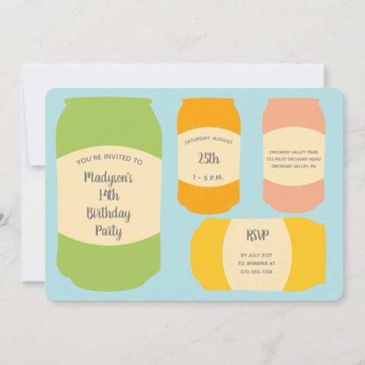 Seltzer Soda Cans Zomer Verjaardagsfeest Kaart (Voorkant)