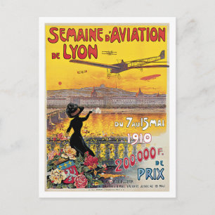 Semaine d'Aviation de Lyon France Vintage Poster Briefkaart
