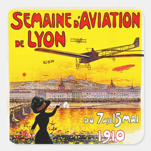 Semaine d'Aviation de Lyon Vierkante Sticker (Voorkant)