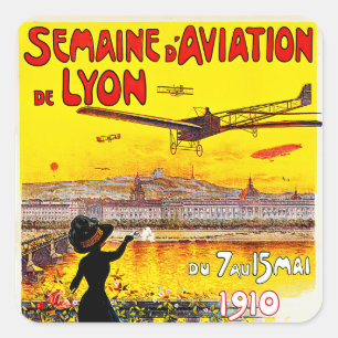 Semaine d'Aviation de Lyon Vierkante Sticker