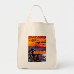 Semaine d'Aviation De Lyon Vintage Poster Tote Bag