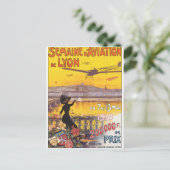 Semaine d'Aviation de Lyon Vintage Travel Poster Briefkaart (Staand voorkant)