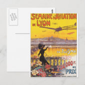Semaine d'Aviation de Lyon Vintage Travel Poster Briefkaart (Voorkant / Achterkant)