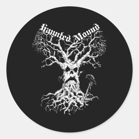 Sematary Merch. Ontwerp een spookboom. spookheuvel Ronde Sticker (Voorkant)