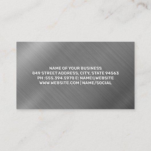 Semi Big Rig Truck | Achtergrond met metalen borst Visitekaartje (Achterkant)