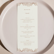 Semi Bloemen Beige Terracotta Bruiloft Diner Menu