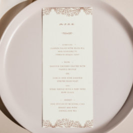 Semi Bloemen Beige Terracotta Bruiloft Diner Menu
