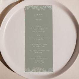 Semi Bloemen Sage Groen Bruiloft Diner Menu