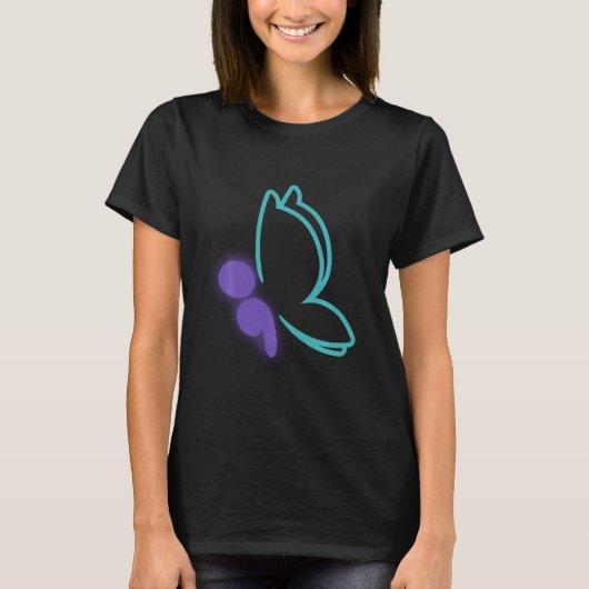 Semi Colon Butterfly: zelfmoordbewustzijn T-shirt (Voorkant)