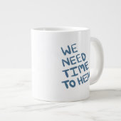 Semi-donkerblauwe handgetekende genezingsboodschap grote koffiekop (Voorkant rechts)