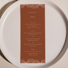Semi Floral Burnt Sinaasappel Bruiloft Diner Menu