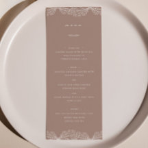 Semi Floral Dusty Roos Bruiloft Diner Menu