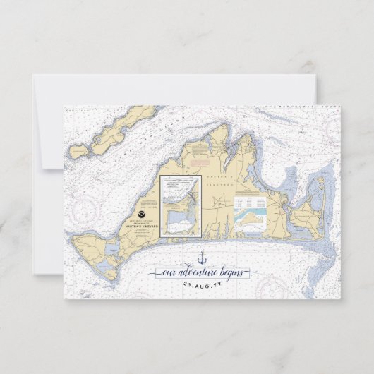 Semi-formele nautische bruiloft / evenement RSVP-k RSVP Kaartje (Achterkant)