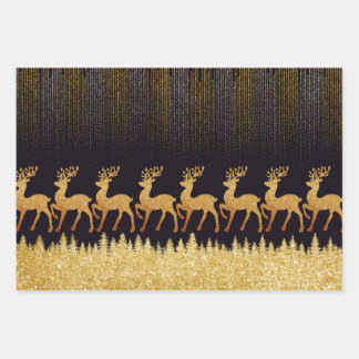 Semi glanzend zwart en goud inpakpapier vel