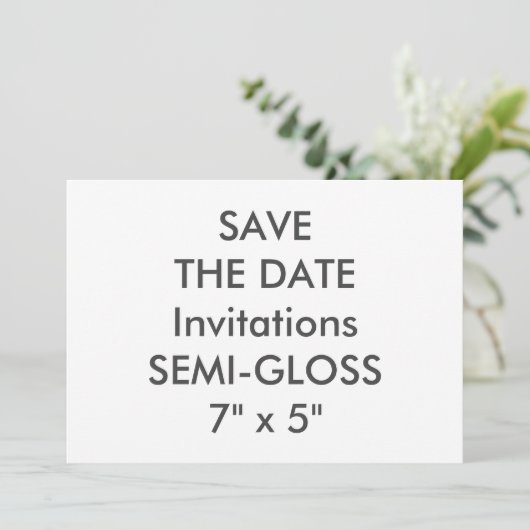 SEMI-GLOSS 110 lb 7 x 5-inch bruiloft Save The Date (Staand voorkant)
