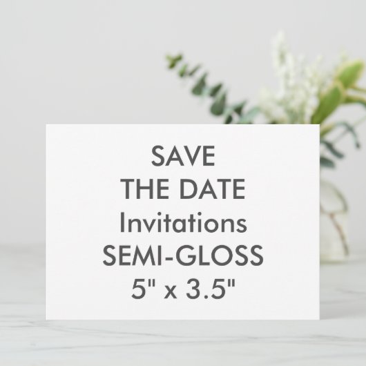 SEMI-GLOSS 110 lb 7 x 5-inch bruiloft Save The Date (Staand voorkant)