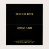 Semi-Gloss Paper Elegant Black And Gold Folded Visitekaartje (Binnenkant ongevouwen)