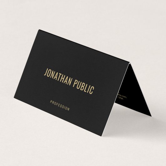 Semi-Gloss Paper Elegant Black And Gold Folded Visitekaartje (Voorkant)