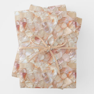 Semi-Glossy Peach Moeder van Pearl Mosaic Inpakpapier Vel
