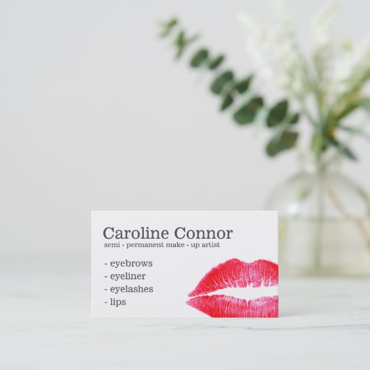 Semi-permanent make-up gezicht Tattoo rode lippen  Visitekaartje (Staand voorkant)