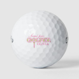 Semi pro golfer roze plaid gepersonaliseerde golfb golfballen