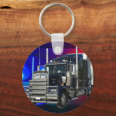 SEMI TRACTOR TRAILER MET POLITIELICHTEN ACHTERGRON SLEUTELHANGER (Voorkant)