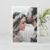 Semi-Transparante randfoto van Elegant Script Save The Date (Staand voorkant)