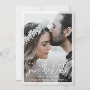 Semi-Transparante randfoto van Elegant Script Save The Date