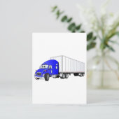Semi Truck Blauwe Witte Aanhangwagen Cartoon Briefkaart (Staand voorkant)