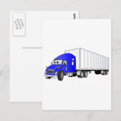 Semi Truck Blauwe Witte Aanhangwagen Cartoon Briefkaart (Voorkant / Achterkant)
