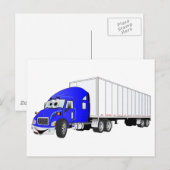 Semi Truck Blauwe Witte Aanhangwagen Cartoon Briefkaart (Voorkant / Achterkant)