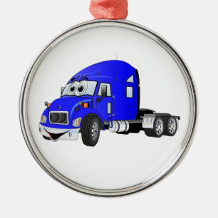 Semi Truck Cab Blue Metalen Ornament