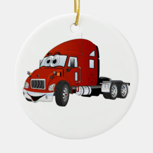 Semi Truck Cab Red Keramisch Ornament