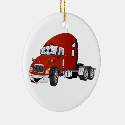 Semi Truck Cab Rood Keramisch Ornament (Rechts)