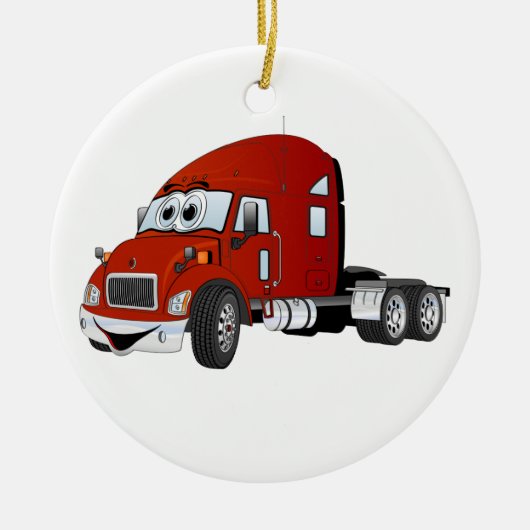 Semi Truck Cab Rood Keramisch Ornament (Voorkant)