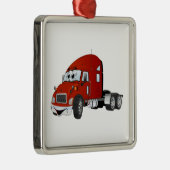 Semi Truck Cab Rood Metalen Ornament (Rechts)