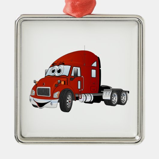 Semi Truck Cab Rood Metalen Ornament (Voorkant)