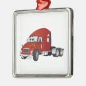 Semi Truck Cab Rood Metalen Ornament (Links)