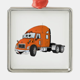Semi Truck Cabine Sinaasappel Metalen Ornament