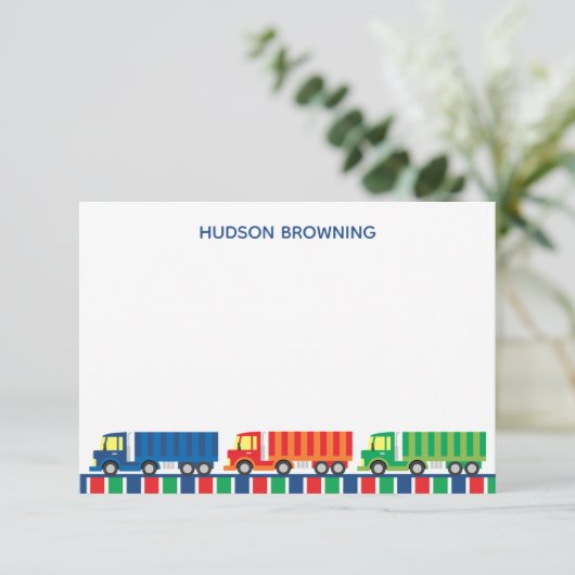 Semi Truck Convoy Personalized Note Cards Bedankkaart (Staand voorkant)