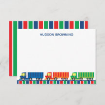 Semi Truck Convoy Personalized Note Cards