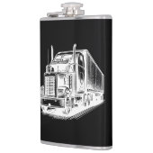 Semi Truck diesel Trucking Art inkt tekening Heupfles (Links)