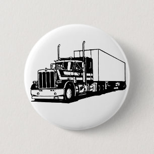 Semi Truck dieselmotor Vrachtwagen Kunst inkt teke Ronde Button 5,7 Cm
