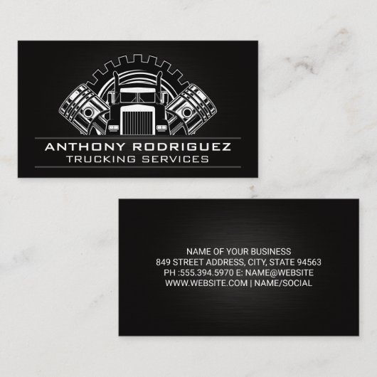 Semi Truck Gears en Pistons Visitekaartje (Voorkant / Achterkant)
