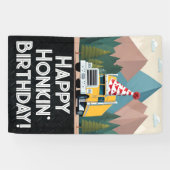 Semi Truck Gelukkig Verjaardagsfeestje Grappig Ver Spandoek (Horizontaal)