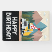 Semi Truck Gelukkig Verjaardagsfeestje Koel Vervoe Spandoek (Horizontaal)