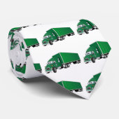 Semi Truck Groene Trailer Cartoon Stropdas (Opgerold)
